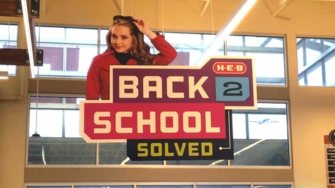 H-E-B 'Back 2 School: Solved' Ceiling Sign