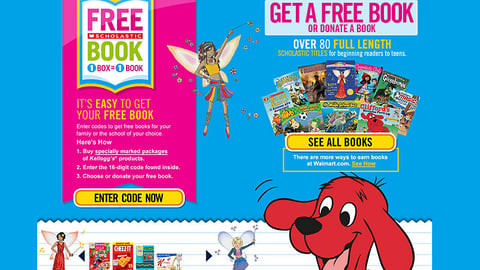 Kellogg Walmart 'Free Scholastic Book' Web Page
