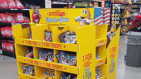M&M's Walmart '1 For Troops' Pallet Display