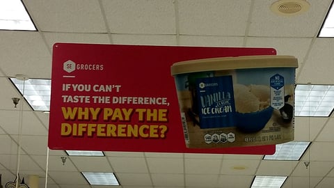 SE Grocers 'Can't Taste the Difference' Ceiling Sign