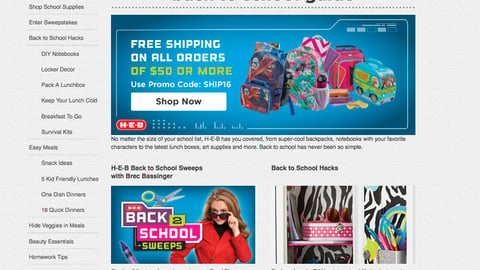 H-E-B 'Back to School Guide' Landing Page