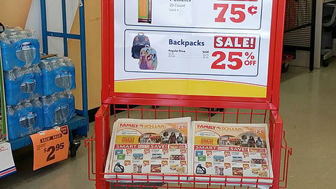 Family Dollar Back-to-School Rack Signs