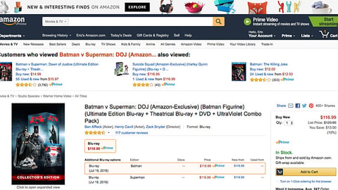 Amazon 'Batman v Superman' E-Commerce Page