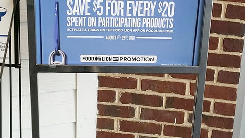 Food Lion 'Back to School Savings Bonus' Stanchion Sign
