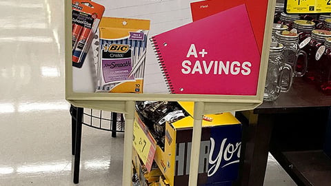 City Market 'School Essentials' Stanchion Sign