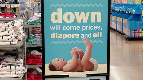 Meijer 'Down Will Come Prices' Stanchion Sign