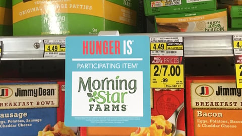 Jewel-Osco MorningStar Farms 'Hunger Is' Shelf Sign