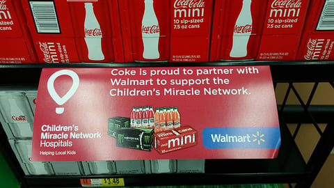Coke Walmart CMN Hospitals Shelf Sign