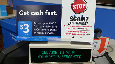 Walmart Money Services 'Get Cash Fast' Checkout Sign