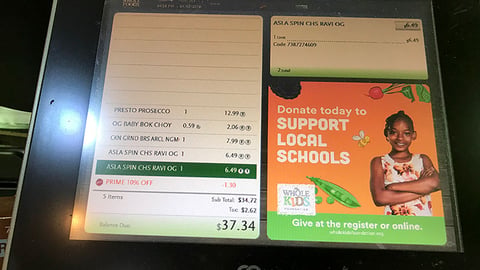 Whole Foods 'Support Local Schools' Digital Checkout Sign
