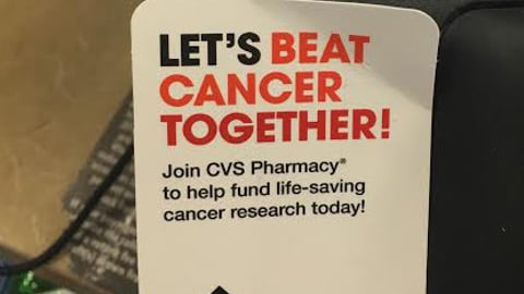 CVS 'Let's Beat Cancer' Checkout Sticker