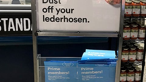 Whole Foods 'Dust Off Your Lederhosen' Stanchion Sign