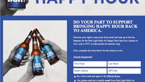 Bud Light 'Rally for Happy Hour' Sweeps