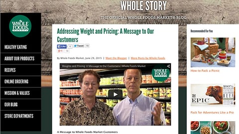 Whole Foods 'Addressing Weight and Pricing' Blog Post