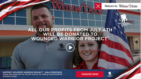 Winn-Dixie Wounded Warrior Project Landing Page