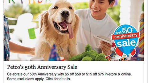 Petco '50th Anniversary Sale' Facebook Update
