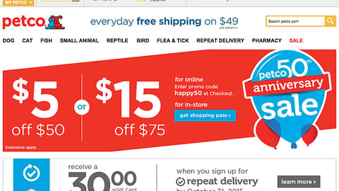 Petco '50th Anniversary Sale' Leaderboard Ad