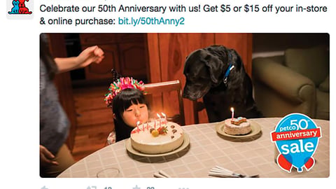 Petco '50th Anniversary Sale' Twitter Update