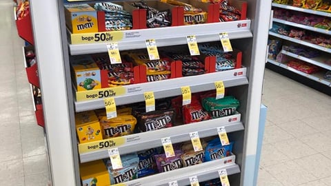 Walgreens M&Ms 'BOGO 50% Off' Endcap Display