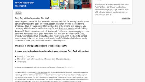 Ripple Street BJ's 'Back-to-School Meal Prep Party' Page