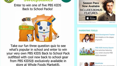 PBS Kids Whole Foods 'Back to School Packs' Landing Page