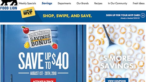 Food Lion 'Back to School Savings Bonus' Leaderboard Ad