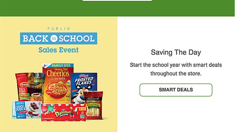 Publix 'Back to School Sales Event' Email Ad