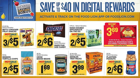 Food Lion 'Back to School Savings Bonus' Circular Wrap