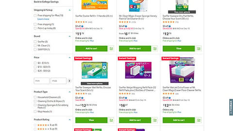 Sam's Club P&G 'Back to College Savings' E-Commerce Page