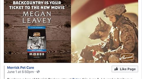 Merrick Backcountry Petco 'Megan Leavey' Facebook Update