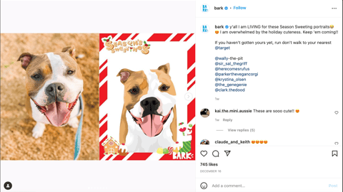 Bark Target 'Holiday Cuteness' Instagram Update