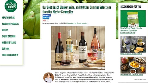 Whole Foods 'Beach Blanket Wine' Blog Post