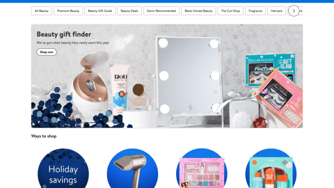 Walmart 'Beauty Gift Finder' Web Page