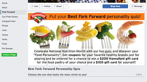 Hannaford 'Best Fork Forward' Facebook Tab
