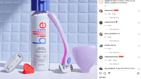 Walmart Billie 'Ready to Shave?' Instagram Update