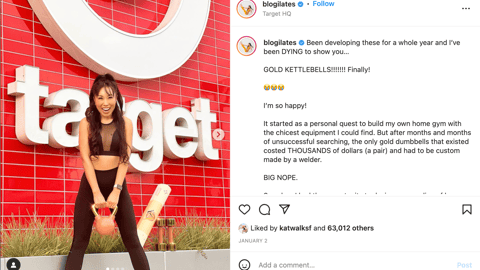 Blogilates Target 'I'm So Happy' Instagram Update