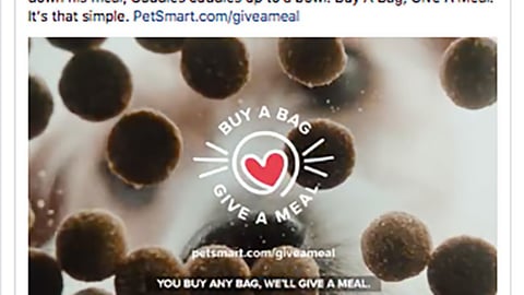 PetSmart 'Buy a Bag, Give a Meal' Facebook Update
