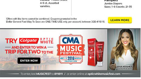 Dollar General Colgate Optic White CMA Music Festival Email Ad 