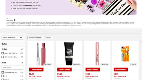 CVS '8-Piece Beauty Bag' E-Commerce Page