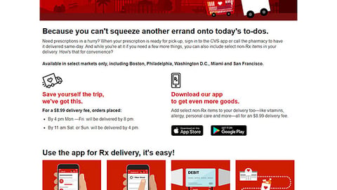 CVS 'Same-Day Rx Delivery' Web Page