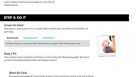 DoSomething.org CVS 'Quitters Always Win' Entry Page