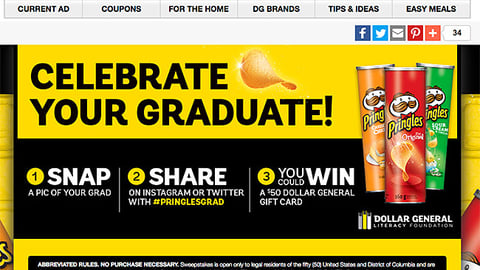 Dollar General Pringles 'Celebrate Your Graduate' Web Page