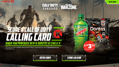 PepsiCo Circle K 'Score a Call of Duty Calling Card' Web Page