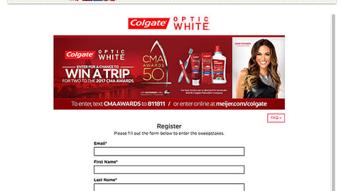 Meijer Colgate 'Win a Trip' Web Page