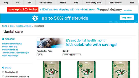 Petco Dental Care E-Commerce Page
