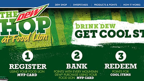 Mountain Dew Food Lion 'The Dew Shop' Home Page