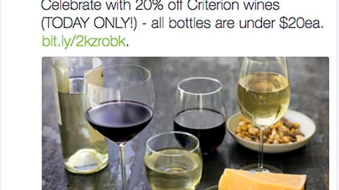 Whole Foods '#NationalDrinkWineDay' Twitter Update