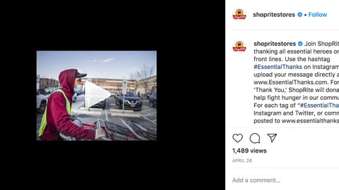 ShopRite 'Essential Thanks' Instagram Update