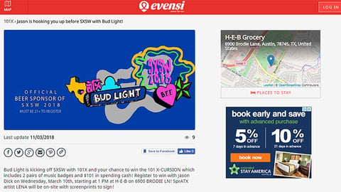 Evensi '101 X-CURSION' Geo-locator Event Page