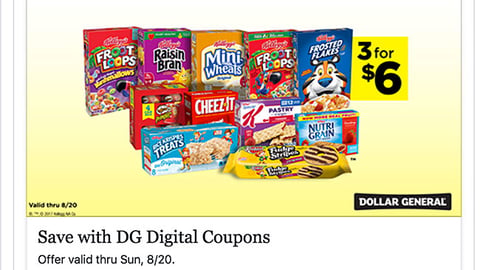 Dollar General Kellogg 'Earn Extra Credit' Facebook Update
